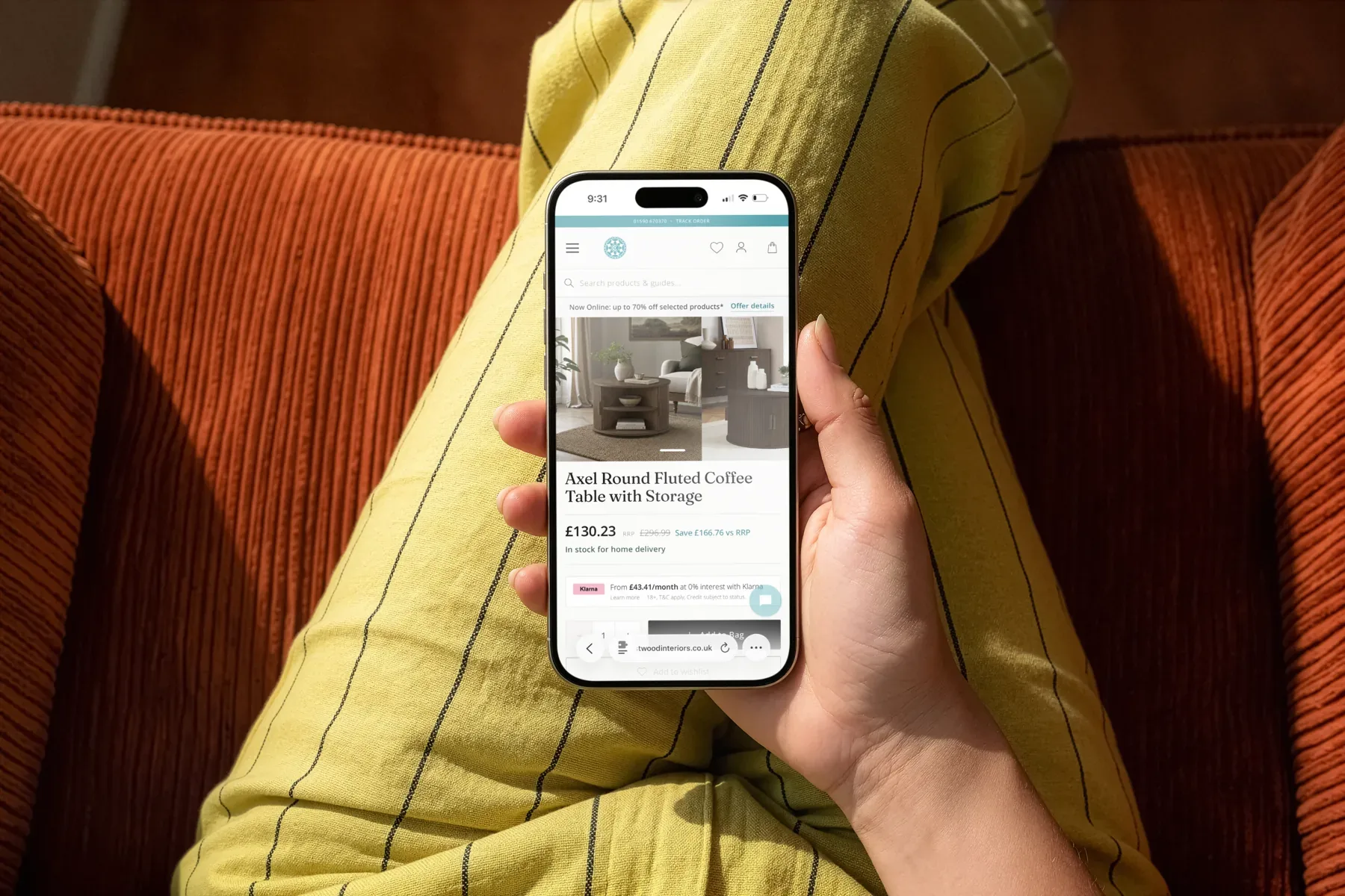 Crestwood Interiors branded product held in hand