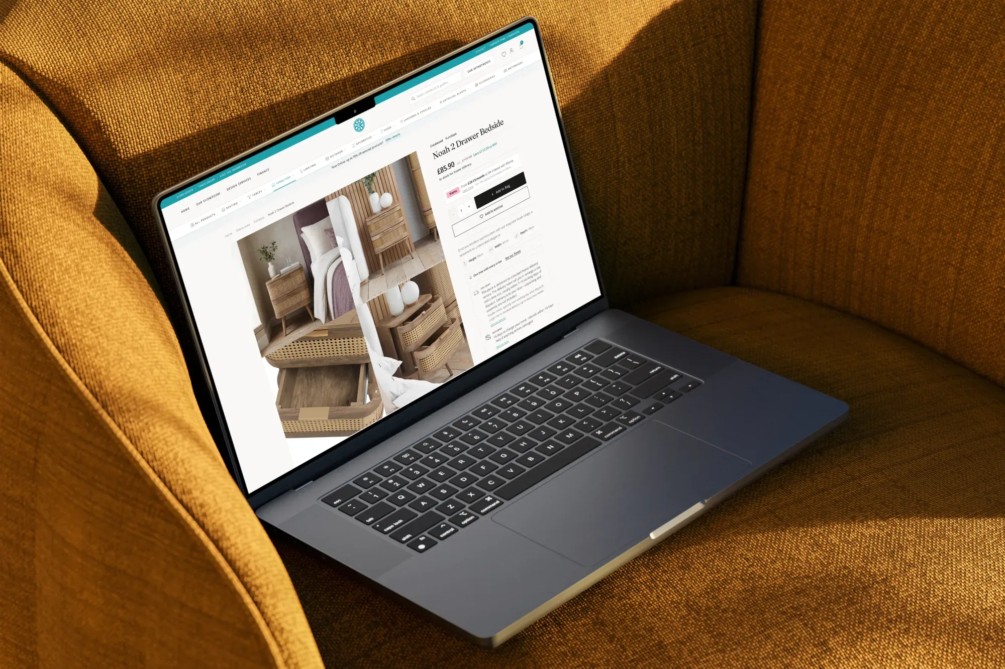 Crestwood Interiors online store on laptop