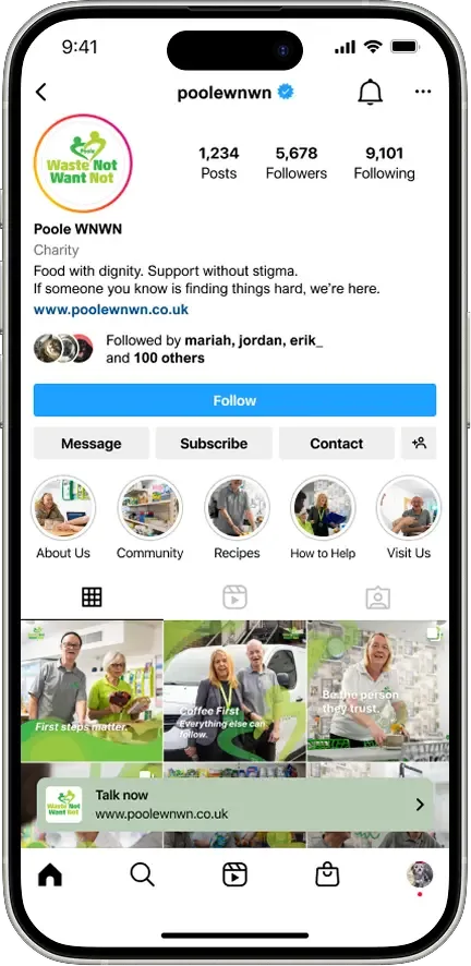 Poole WNWN mobile interface, donation options