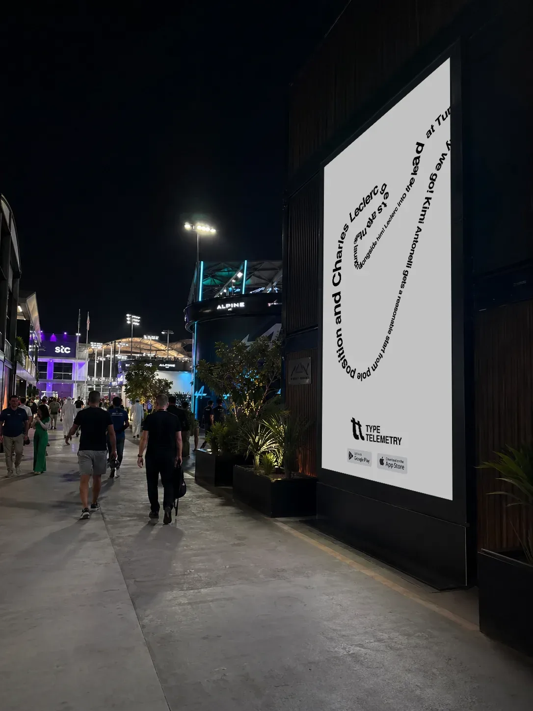 TypeTelemetry trackside paddock billboard mock-up
